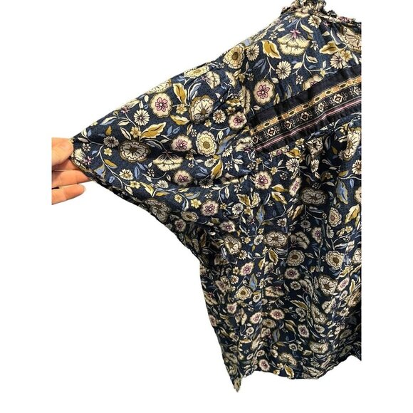 Lane Bryant Women's Size 26 Blouse Short Sleeve Blue with Floral Design - Picture 7 of 7